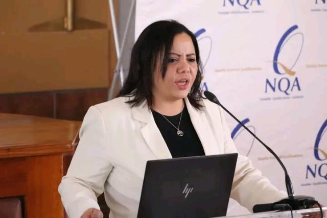 OPUWO, 22 October 2026- Independent consultant Sybil Ferris presents key provisions of the Draft Micro-Credentials Policy during a NQA stakeholder consultation in Opuwo on Thursday. (Photo: Contributed) NAMPA 