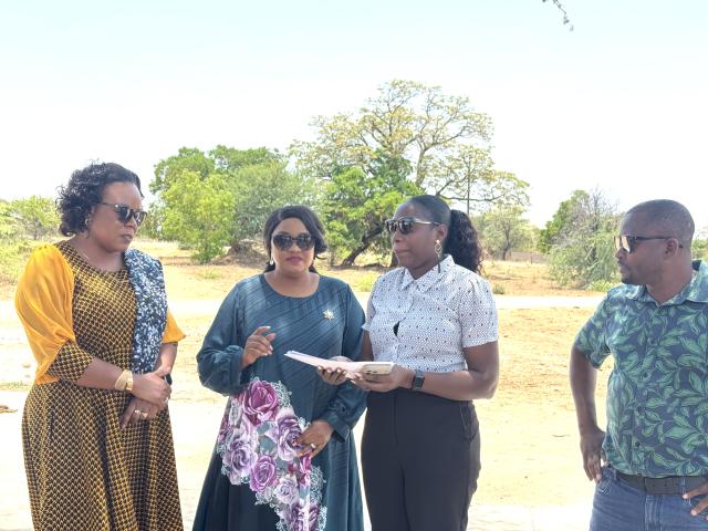 NKURENKURU, 22 October 2026 - Deputy Minister of Justice and Labour Relations Theresia Brandt, Kavango West Governor Verna Sinimbo and other leaders on Thursday visited land allocated by the Nkurenkuru Town Council for the Ministry of Justice’s regional office. (Photo: Lylie Joel) NAMPA