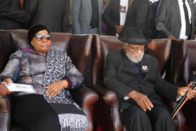 WINDHOEK, 24 October 2026 – Former President Hifikepunye Pohamba on the right, picture President Netumbo Nandi-Ndaitwah during the memorial service of former First Lady Penehupifo Pohamba (Photo: Andreas Thomas) NAMPA