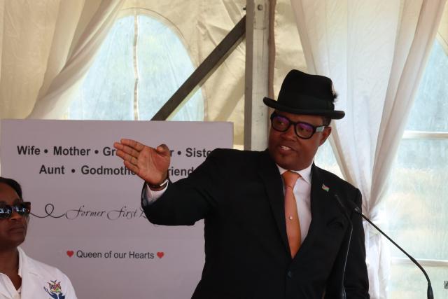 WINDHOEK, 24 October 2026 – Opposition leader McHenry Venaani addressing mourners at the memorial service of former First Lady Penehupifo Pohamba (Photo: Andreas Thomas) NAMPA