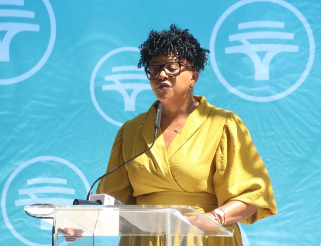 WINDHOEK, 27 October 2026 - Revonia Andreas, FNB Sponsorship & Social Impact Manager, pictured during the official launch of the Women’s Super League in Windhoek. (Photo by: Hesron Kapanga) NAMPA