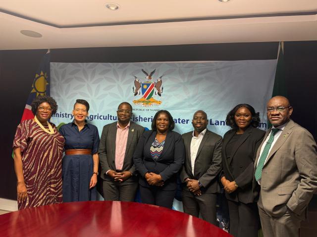 WINDHOEK, 28 October 2026 - Deputy Minister of Agriculture, Fisheries, Water, and Land Reform, Ruthy Masake (centre), pictured with the newly inaugurated Board of Trustees of the Namibia Fish Consumption Promotion Trust (NFCPT) in Windhoek. The new board consists of Charlene Hartung, Lot Ndamonomhata (Chairperson), Olivia Shuuluka, Wilfried Naibab, and Ndahalomwene Gotlieb. (Photo: Contributed) NAMPA