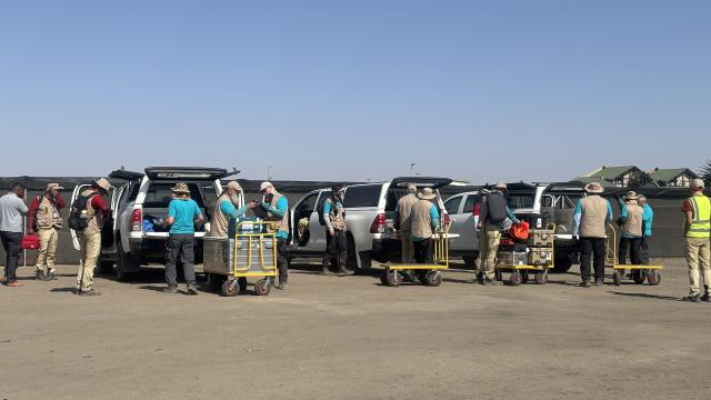 SWAKOPMUND, 28 October 2026 - CTBTO Scientists and experts arriving back to the base of operations in Swakopmund after a field exercise scenarios on nuclear detection outside of Arandis. (Photo by: Isabel Bento) NAMPA