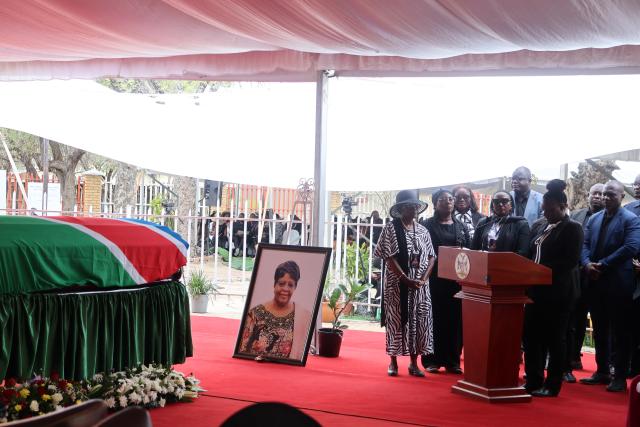 WINDHOEK, 30 October 2026 – Warrant Officer Julia Ndeulyatele and her colleague who formed part of the protection team for the late First Lady Penehupifo Pohamba (Photo: Andreas Thomas) NAMPA