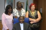 WINDHOEK, 03 October 2010 -Information and Communication Technology Minister Joel Kaapanda pictured with new re-appointed Namibia Communications Commission (NCC) Board members Selma Ankambo(left),Kombandayendu Kapwanga and Margaret Beukes-Amiss (Chairperson) here on Wednesday.(Photo by: Etuna Shikalepo) NAMPA 