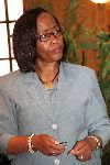 WINDHOEK, 07 October 2014 - Namdeb Chief Executive Officer Inge Zaamwani-Kamwi pictured while doing a presentation on the activities of the company to Prime Minister Dr Hage Geingob. (Photo by: Joseph Nekaya) NAMPA