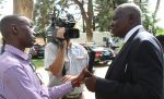 WINDHOEK, 09 February 2016 - Namibia Press Agency (NAMPA) journalists interview Usutuaije Maamberua, a Member of Parliament and President of the SWANU of Namibia party, shortly after the opening ceremony of the Third Session of the Sixth Parliament. (Photo by: Joseph Nekaya) NAMPA