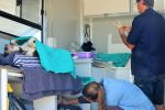 RUNDU, 28 May 2018 - About 100 cats and dogs were sterilised and vaccinated against rabies in Rundu’s Ndama residential area between Saturday and Monday. The operations were carried out by Dr Ian Baines (R) of Baines Vetcare Mobile Animal Clinic. He was assisted by Dr Maya Dahlberg (L). (Photo by: Petrus Muronga) NAMPA