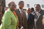 WINDHOEK, 16 August 2018 - President of Zambia, Edgar Lungu is received by Minister of International Relations and Cooporation, Netumbo Nandi-Ndaitwah (L) at the Hosea Kutako International Airport. (Photo by: Panduleni Amwaalwa) NAMPA