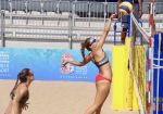 RABAT, 18 August 2019 - Namibia's Kristin Schulz (R) in action against Mauritius in the beach volleyball quarter-finals at the African Games in Rabat, Morocco. (Photo by: Hesron Kapanga) NAMPA 