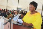 ONEHOVA, 06 March 2020 - Minister of Gender Equality and Child Welfare Doreen Sioka addresses the commemoration of International Women's Day at Onehova Primary School in the Ohangwena Region. (Photo by: Mathias Nanghanda) NAMPA