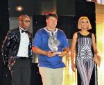 WINDHOEK, 30 October 2021 - (From left) Charles Nyambe, Henk Botha and Beverley Coussement seen during the 2021 Namibia Sports Awards. (Photo by: Maqonda Ndlovu) NAMPA 