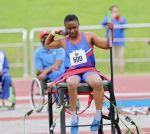 JOHANNESBURG, 20 March 2022 - Namibia's wheelchair shot-put athlete Johanna Amukoto while in action during the 2022 SASAPD Championships in Johannesburg, South Africa. (Photo by: Hesron Kapanga) NAMPA