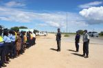 OTJIWARONGO, 13 April 2022 - Namibian Police Force (NamPol)’s Otjozondjupa Regional Commander, Commissioner Heinrich Tjiveze (third from right) speaks about the police traffic officers in the region who will participate in the Easter weekend road safety campaign starting 14 April 2022 to 18 April this year. (Photo by: Mulisa Simiyasa) NAMPA