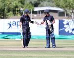 WINDHOEK, 31 March 2023 - Gerhard Erasmus (L), the captain of the Namibian cricket team, and Michael van Lingen pictured during Namibia's game against New Jersey at the Wanderers Stadium. (Photo by: Hesron Kapanga) NAMPA