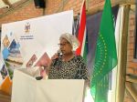 WINDHOEK, 21 November 2023 – Khomas Governor Laura McLeod-Katjirua speaks at a stakeholder consultative workshop by the Ministry of Agriculture, Water and Land Reform to review the criteria for the national resettlement policy. (Photo by: Chelva Wells) NAMPA 