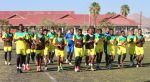 WINDHOEK, 22 MAY (NAMPA) – Brave Warrior players doing a warm down at the Namibia Football Association (NFA) Technical Centre during their preparation for the World Cup qualifiers against Liberia and Tunisia as well as their participation in the Cosafa Cup. (Photo by: Hesron Kapanga) NAMPA 