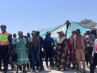 ONGWEDIVA, 29 August 2024 - Vice President Netumbo Nandi-Ndaitwah handed over community earth dams at Onyeka village in the Oshana Region on Thursday. (Photo by: Andreas Thomas) NAMPA 