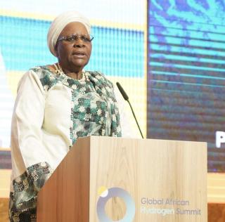 WINDHOEK, 04 September 2024 - Vice-President Netumbo Nandi-Ndaitwah speaking at the inaugural Global African Hydrogen Summit in Windhoek on Wednesday. (Photo by: Chelva Wells) NAMPA