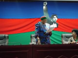 WINDHOEK, 07 September 2024 - Swapo Vice President Netumbo Nandi-Ndaitwah addressing the party's central committee meeting. (Photo by: Andreas Thomas) NAMPA
