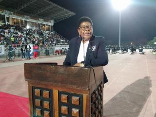 OSHAKATI, 12 September 2024 - Minister of Sports, Youth and National Service Agnes Tjongarero official opened the third edition of National Youth Games at Oshakati. (Photo by: Maria David) NAMPA 