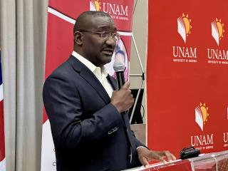 WINDHOEK, 17 September 2024 - University of Namibia professor Frednard Gideon speaking during the bi-annual education conference in Windhoek. (Photo by: Linea Dishena) NAMPA 