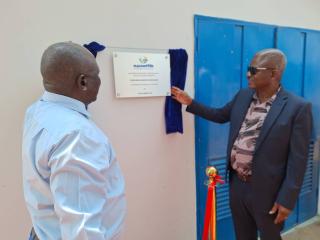 RUNDU, 20 September 2024 - NamWater CEO Abraham Nehemia and Ndiyona Constituency Councillor Laurentius Mukoya officially commissioning the Kayengona and Shamvhura Water Filtration Plants on Friday. (Photo: Contributed)