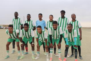 TSES, 06 October 2024 – Chipolopolo Football Club of Keetmanshoop pictured before they took on 4th Street of Mariental in the final of the 12th edition of the Tses spring sports festival football category. Chipolopolo won on penalties. (Photo by: Suzith Tjitaura) NAMPA  