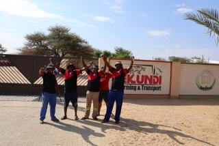 OTJIWARONGO, 07 October 2024 - Some of the truck drivers of Ekundi Farming and Transport at Otjiwarongo on strike over employment benefits. (Photo by: Mulisa Simiyasa) NAMPA