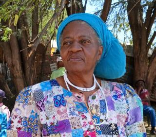 WINDHOEK - Human rights activist, Rosa Namises pictured at the landless /Khomanin press conference (Photo by: Melissa //Hoebes) NAMPA