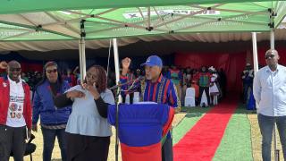 SWAKOPMUND, 20 October 2024 - President Nangolo Mbumba addressing a Swapo Party Star Rally held at Swakopmund on Sunday. (Photo by: Isabel Bento) NAMPA