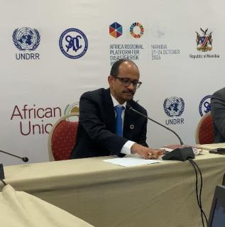 WINDHOEK, 23 October 2024 - Special Representative of the Secretary-General for Disaster Risk Reduction, United Nations Office for Disaster Risk Reduction (UNDRR), Kamal Kishore speaking at the Ninth Session of the Africa Regional Platform for Disaster Risk Reduction (AfRP-9) in Windhoek. (Photo by: Sheila Perestrelo) NAMPA