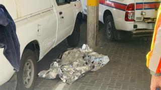 SWAKOPMUND, 28 October 2024 - The foil sheet which was used to cover the lifeless body of the security guard who was shot during a robbery at Platz Am Meer Mall at Swakopmund on Monday. Another security guard was injured during the confrontation. (Photo by: Isabel Bento) NAMPA