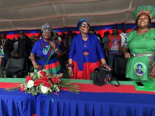 NKURENKURU, 11 November 2024 - Swapo presidential candidate Netumbo Nandi-Ndaitwah pictured at the party's star rally in Nkurenkuru. (Photo by: Lylie Joel) NAMPA