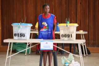 OTJIWARONGO, 13 November 2024 - The Electoral Commission of Namibia (ECN)'s Otjiwarongo Polling Station Ballot Box Controller, Naita Ndango on Wednesday at  Otjiwarongo. (Photo by: Mulisa Simiyasa) NAMPA