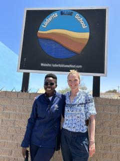 LUDERITZ, 12 NOV (NAMPA)-Kelp Blue Deputy Operations Manager Iriya Jona and Luderitz Blue School Acting Principal, Lucy Hooft. (Photo by Eba Kandovazu)