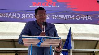 OSHAKATI, 16 November 2024 - Leader of the Popular Democratic Movement (PDM) McHenry Venaani addressing a rally at Oshakati on Saturday. (Photo by Maria David)NAMPA 