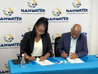 Windhoek, 25 November 2024- NamWater and MTC have signed an MoU on Monday in Windhoek.
(Photo: Contributed)