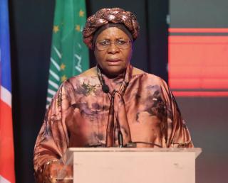 WINDHOEK, 03 December 2024 - President-elect Netumbo Nandi-Ndaitwah delivers her speech after the Electoral Commission of Namibia announced that she was the winning candidate in the 2024 Presidential Elections at its headquarters in Windhoek. (Photo by: Hesron Kapanga) NAMPA