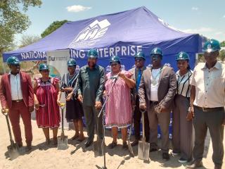 KATIMA MULILO, 05 December 2024 – Katima Mulilo Mayor John Ntemwa pictured with other officials at the groundbreaking ceremony for the construction of 546 houses by NHE at Katima Mulilo. (Photo by: Michael Mutonga Liswaniso) NAMP