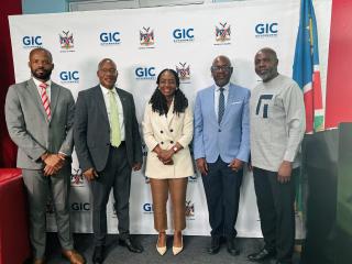 WINDHOEK, 17 December (NAMPA)-Telecom Namibia CEO Stanley Shanapida, Health Ministry Executive Director Ben Nangombe, CRAN CEO Emilia Nghikembua, Office of the Prime Minister Executive Director I-Ben Nashandi and MICT Executive Director Audrin Mathe. (Photo by: Eba Kandovazu)