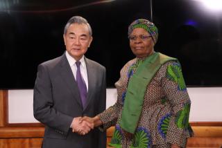 WINDHOEK, 06 January 2025 - China's Minister of Foreign Affairs, Wang Yi (L) pictured with President-elect Netumbo Nandi-Ndaitwah (R) during a meeting on Monday. (Photo by: Linea Dishena) NAMPA