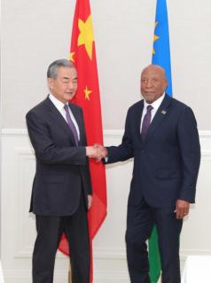 SWAKOPMUND, 06 January 2025 - China’s Foreign Affairs Minister Wang Yi (L) pictured with President Nangolo Mbumba (R) during an official meeting. (Photo: Contributed)