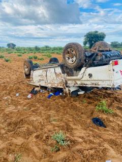 NKURENKURU, 20 January 2025 - The vehicle that overturned at Mbome village in the Kavango West Region. (Photo: Contributed)