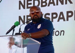 WINDHOEK, 27 January 2025 – The Kunene Regional Governor, Marius Sheya, pictured during the launch of the 23rd edition of the Nedbank Namibian Newspaper Cup that will be held in Outjo, in the Kunene region. (Photo by: Hesron Kapanga) NAMPA. 