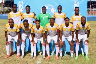 OSHAKATI, 01 January 2025 - UNAM FC player lineup against Blue Waters during the quarterfinals of the MTC Maris Cup. (Photo by: Hesron Kapanga) NAMPA