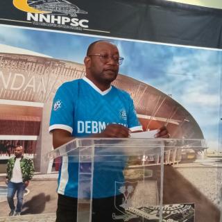 ONDANGWA, 05 February 2025 -Ondangwa Town Council Chief Executive Officer Ismael Namgongo speaking during an event on Thursday.  (Photo: Maria David)NAMPA