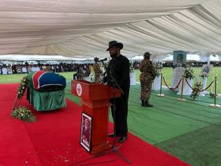 RUNDU, 22 February 2025 - Professor Joseph Diescho speaking during the memorial service of Founding President Sam Nujoma at Rundu on Saturday. (Photo by: Sawi Hausiku) NAMPA 