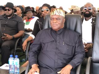 RUNDU, 22 February 2025- The Minister of Home Affairs, Immigration, Safety and Security Albert Kawana at the Kavango East regional memorial service of late Founding President Sam Nujoma at Rundu Sport Stadium on Saturday.
(Photo by: Lylie Joel)
NAMPA