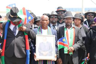 WALVIS BAY, 25 February 2025 - Former PLAN fighters in attendance at the memorial service for Founding President Sam Nujoma in Walvis Bay. (Photo by: Isabel Bento) NAMPA